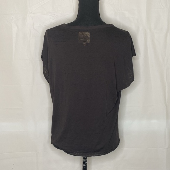 Chaser Women’s Tie Front Scoop Neck Cap Sleeve Dolman Tee Black Top Size M - Picture 4 of 6